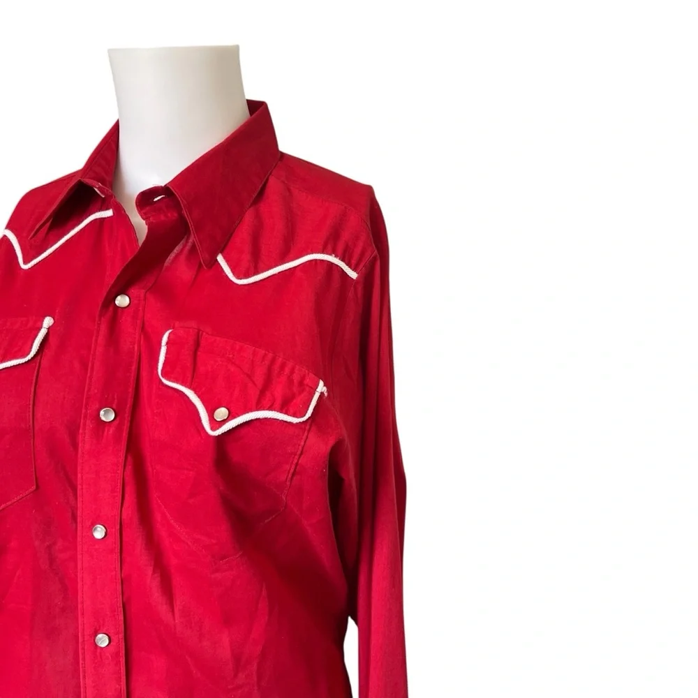 Vintage Rockmount Western Wear Snap Button Up Shirt Red Custom Fitted